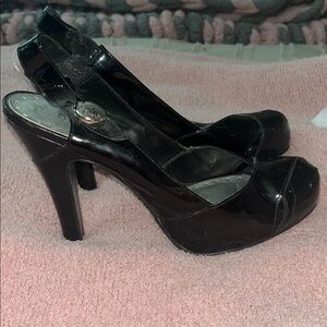 BCBGirls Shiny Black Platform Heels